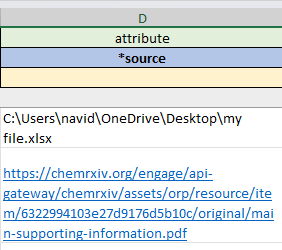 screenshot of the CRIPT Excel template data sheet source column